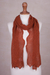 100% baby alpaca scarf, 'Cusco Fashion in Pumpkin' - Knit 100% Baby Alpaca Wrap Scarf in Pumpkin from Peru