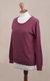 Cotton blend pullover, 'Warm Valley in Royal Cerise' - Knit Cotton Blend Pullover in Cerise from Peru