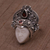 Garnet cocktail ring, 'Janger Crown' - Garnet and Sterling Silver Face Cocktail Ring from Bali (image 2) thumbail