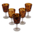 Wine glasses, 'Tortoise Shell' (set of 5) - Fair Trade Handblown Wine Glasses Set of 5 Mexico