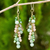 Green quartz waterfall earrings, 'Brilliant Cascade' - Quartz and Glass Bead Waterfall Earrings in Green Shades