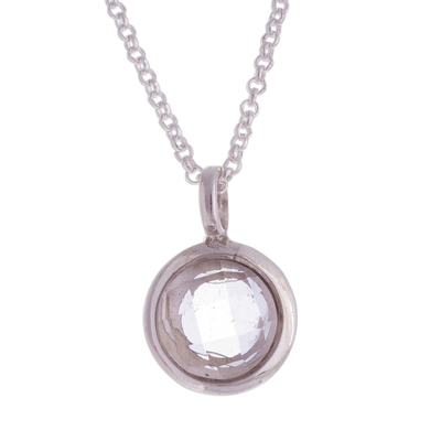 Quartz pendant necklace, 'Circular Treasure' - Circular Quartz Pendant Necklace from Peru