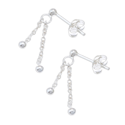 Sterling silver dangle earrings, 'Swinging Baubles' - Sterling Silver Bauble Dangle Earrings from Thailand