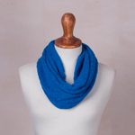 Baby alpaca blend neck warmer, 'Azure Intrigue' - Knitted Azure Baby Alpaca Blend Neck Warmer from Peru
