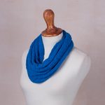 Baby alpaca blend neck warmer, 'Azure Intrigue' - Knitted Azure Baby Alpaca Blend Neck Warmer from Peru