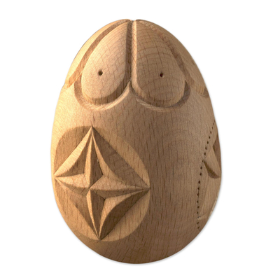 Acento decorativo de madera para el hogar. - Amuleto de madera de buena suerte armenio con motivo floral