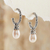 Cultured pearl dangle earrings, 'Blushing Rose' - Sterling Silver Cultured Pearl Half Hoop Earrings (image 2) thumbail