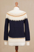 100% alpaca pullover, 'Midnight Comfort' - Midnight and Antique White 100% Alpaca Pullover from Peru (image 2e) thumbail