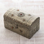 Brass jewelry box, 'Blossoming Clouds' - Original Brass Jewelry Box from India