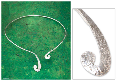 Sterling silver collar necklace, 'Andean Melody' - Sterling Silver Collar Necklace