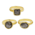 Brazilian drusy agate stacking rings, 'Samba Dazzle' (set of 3) - Gold Plated Drusy Agate Stacking Rings (Set of 3)