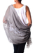 Wool blend shawl, 'Infinite Kashmir' - Taupe Grey Wool Blend Shawl Trimmed with Floral Lace (image 2b) thumbail