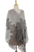 Wool blend shawl, 'Infinite Kashmir' - Taupe Grey Wool Blend Shawl Trimmed with Floral Lace (image 2d) thumbail