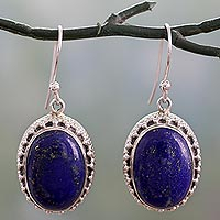 Pendientes colgantes de lapislázuli, 'Blue Mystique' - Pendientes de plata de ley y lapislázuli hechos a mano