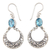 Blue topaz dangle earrings, 'Sumatra Moons' - Unique Sterling Silver and Blue Topaz Dangle Earrings thumbail