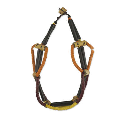 Bamboo and wood choker, 'Lagos Loops' - Handcrafted Women's Choker Necklace from Africa