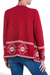 100% alpaca cardigan, 'Crimson Twilight Stars' - Red Alpaca Wool Cardigan with White Glyph Stars from Peru (image 2b) thumbail