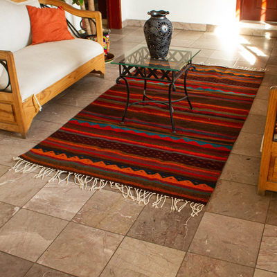 Zapotec wool rug, 'Earth's Splendor' (4x7) - Hand Crafted Zapotec Wool Area Rug (4x7)