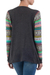 Cotton blend cardigan, 'Grey Southern Star' - Solid Grey Open Cardigan with Multicolor Patterned Sleeves (image 2c) thumbail
