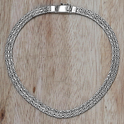 Sterling silver chain necklace, 'Borobudur Links' - Sterling Silver Borobudur Chain Necklace from Indonesia