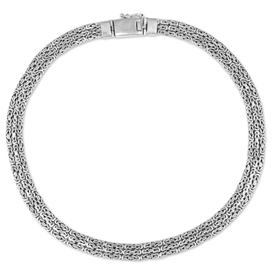 Sterling silver chain necklace, 'Borobudur Links' - Sterling Silver Borobudur Chain Necklace from Indonesia