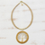 Collar llamativo de cuarzo chapado en oro y hierba dorada - Collar llamativo circular con árbol de cuarzo y hierba dorada