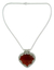 Carnelian heart necklace, 'Flamboyant' - Hand Made Sterling Silver with Carnelian Heart Necklace