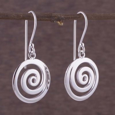 Sterling silver dangle earrings, 'Andean Whirlwind' - Sterling Silver Dangle Earrings