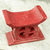 Wood decorative stool, 'Adrinka in Red' - Hand Carved Red Sese Wood Decorative Stool from Ghana