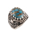 Men's sterling silver ring, 'Worldly' - Men's Sterling Silver and Composite Turquoise Ring (image 2c) thumbail