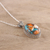 Sterling silver pendant necklace, 'Royal Oval' - Sterling Silver and Oval Composite Turquoise Necklace (image 2c) thumbail