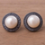 Cultured pearl button earrings, 'The Pearls of Asgard' - Peruvian Sterling Silver and Cultured Pearl Button Earrings