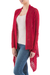 Cardigan sweater, 'Red Mirage' - Red Sidetail Cardigan Sweater from Peru (image 2b) thumbail
