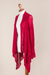 Cardigan sweater, 'Red Mirage' - Red Sidetail Cardigan Sweater from Peru (image 2e) thumbail