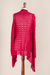 Cardigan sweater, 'Red Mirage' - Red Sidetail Cardigan Sweater from Peru (image 2f) thumbail