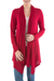 Cardigan sweater, 'Red Waterfall Dream' - Long Sleeved Red Cardigan Sweater from Peru thumbail