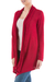 Cardigan sweater, 'Red Waterfall Dream' - Long Sleeved Red Cardigan Sweater from Peru (image 2b) thumbail