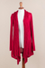 Cardigan sweater, 'Red Waterfall Dream' - Long Sleeved Red Cardigan Sweater from Peru (image 2d) thumbail