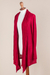 Cardigan sweater, 'Red Waterfall Dream' - Long Sleeved Red Cardigan Sweater from Peru (image 2e) thumbail