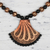 Ceramic pendant necklace, 'Coral Surprise' - Hand-Painted Black and Copper Ceramic Pendant Necklace