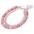 Opal beaded bracelet, 'Romantic Clover' - Clover Charm on Pink Opal Beaded Bracelet with 925 Silver