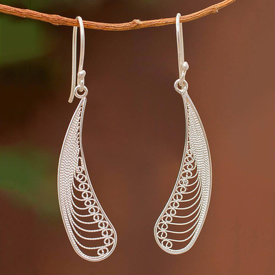 Sterling silver dangle earrings, 'Filigree Enchantment' - Women's Modern Sterling Silver Dangle Earrings
