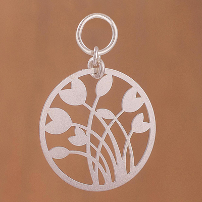 Sterling silver pendant, 'Tulips in Love' - Sterling Silver Tulip Pendant from Peru