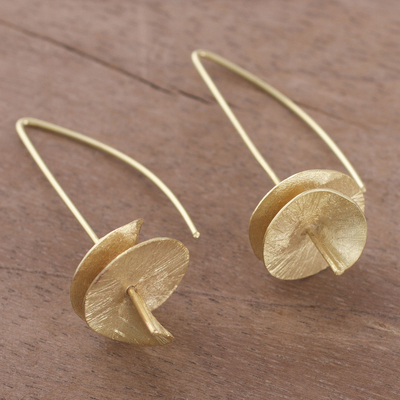Gold plated sterling silver drop earrings, 'Seductive Spirals' - Gold Plated Sterling Silver Drop Earrings from Peru