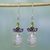 Rainbow moonstone dangle earrings, 'Eternal Charisma' - Rainbow Moonstone, Amethyst and Peridot Earrings from India