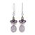 Rainbow moonstone dangle earrings, 'Eternal Charisma' - Rainbow Moonstone, Amethyst and Peridot Earrings from India