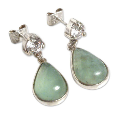 Opal dangle earrings, 'Mystic Clover' - Andean Opal and CZ Dangle Earrings