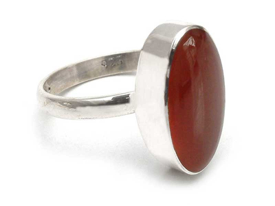 Carnelian solitaire ring, 'Legacy' - Peru Jewelry Silver And Carnelian Ring