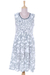 Viscose sundress, 'Azure Vines' - Viscose Dress with Printed Vine Motifs in Azure from India thumbail