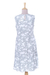 Viscose sundress, 'Azure Vines' - Viscose Dress with Printed Vine Motifs in Azure from India (image 2d) thumbail